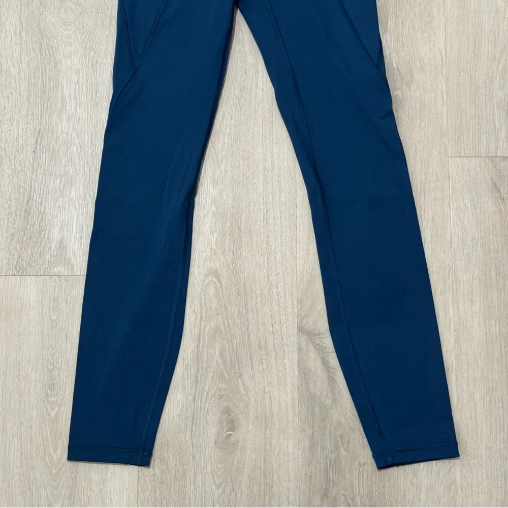lululemon blue workout athletic yoga gym running leggings pants bottom pockets
